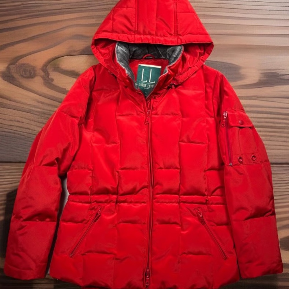 Larry Levine Vibrant Red Hooded Puffer Jacket